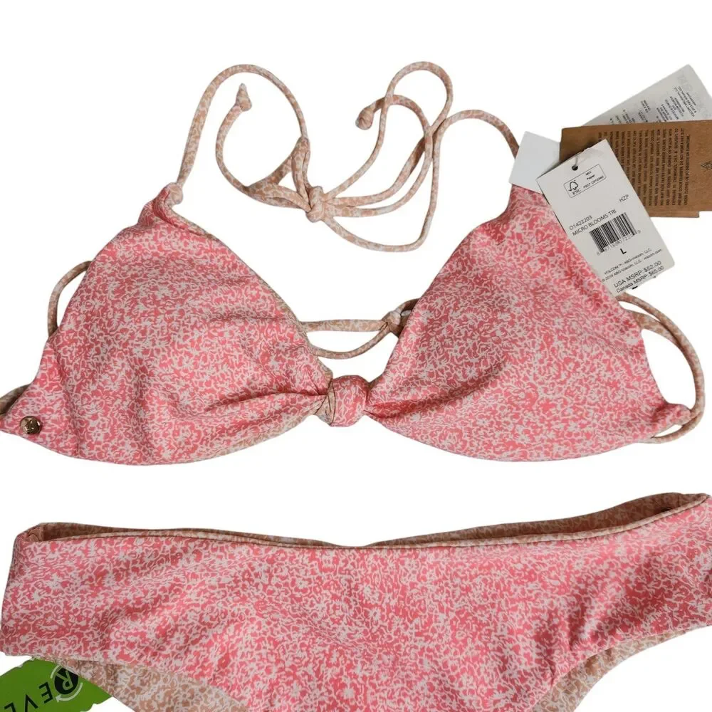 Volcom Micro Blooms Skimpy Reversible Triangle Top Bikini Small Bottom C/D Cup